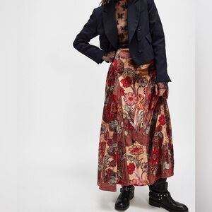 Free People Velvet Petals Maxi Skirt RARE